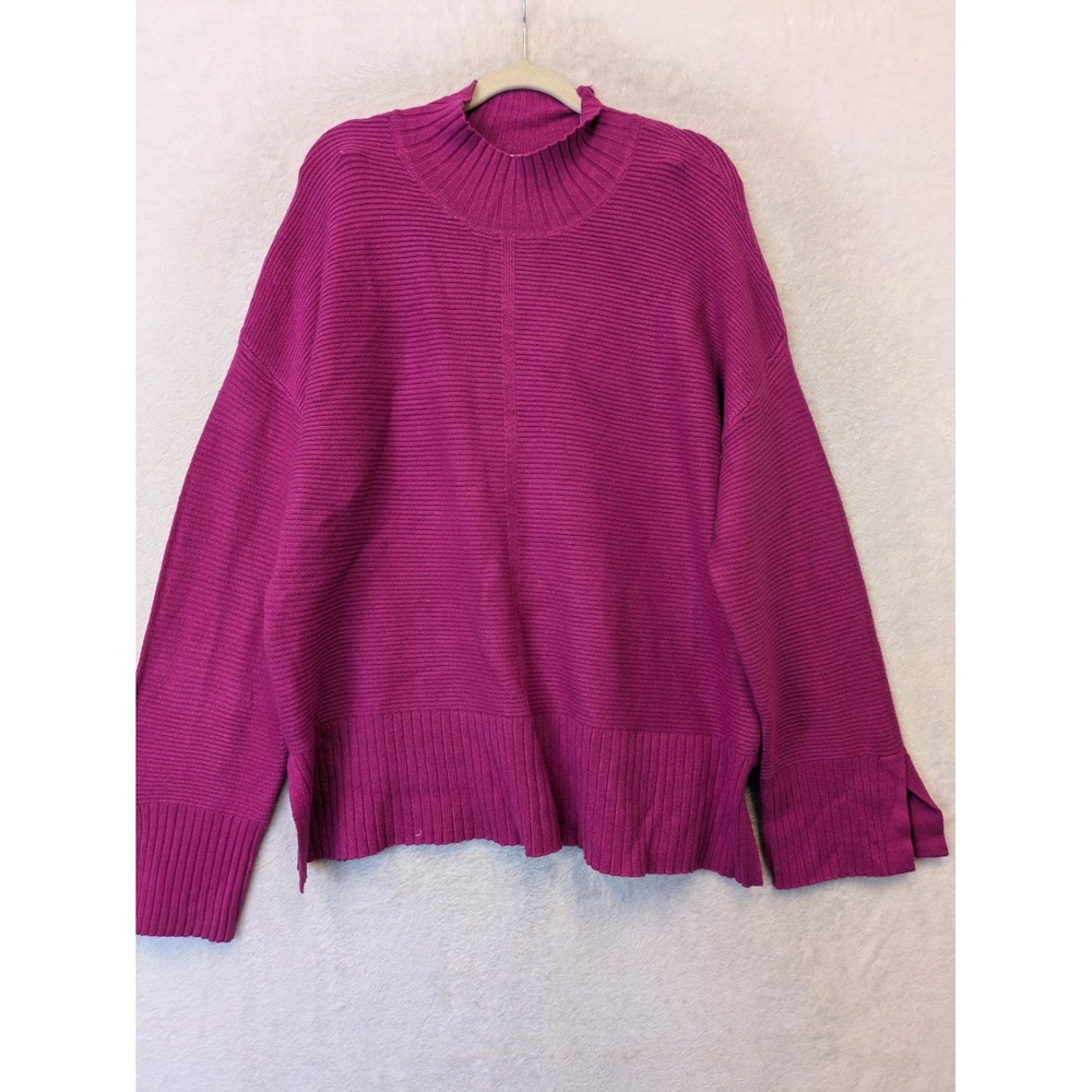 NEW Cyrus Sweater Women's XL Raspberry Rose Mock Neck‎ Ribbed Knit